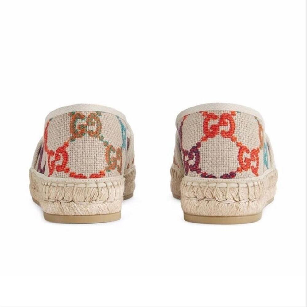 GUCCI Pilar multicolor GG logo embroidered espadrilles flats - Picture 3 of 5